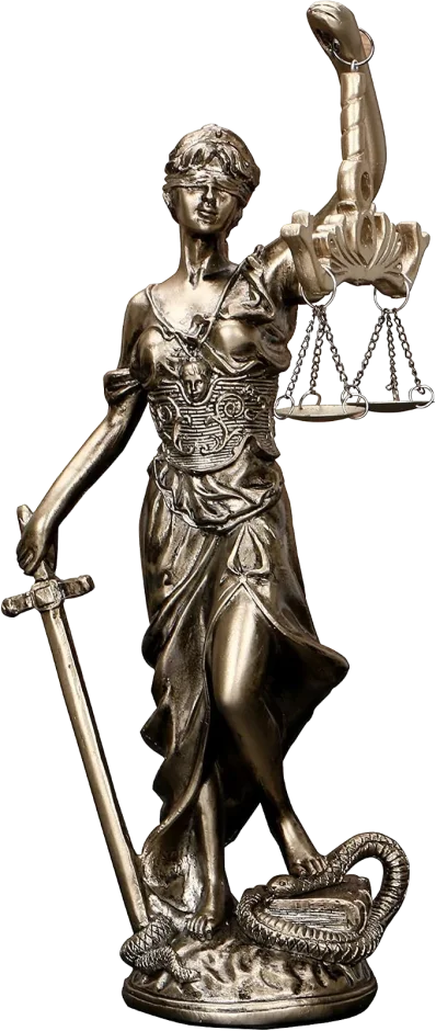 Lady Justice statue with scales and sword